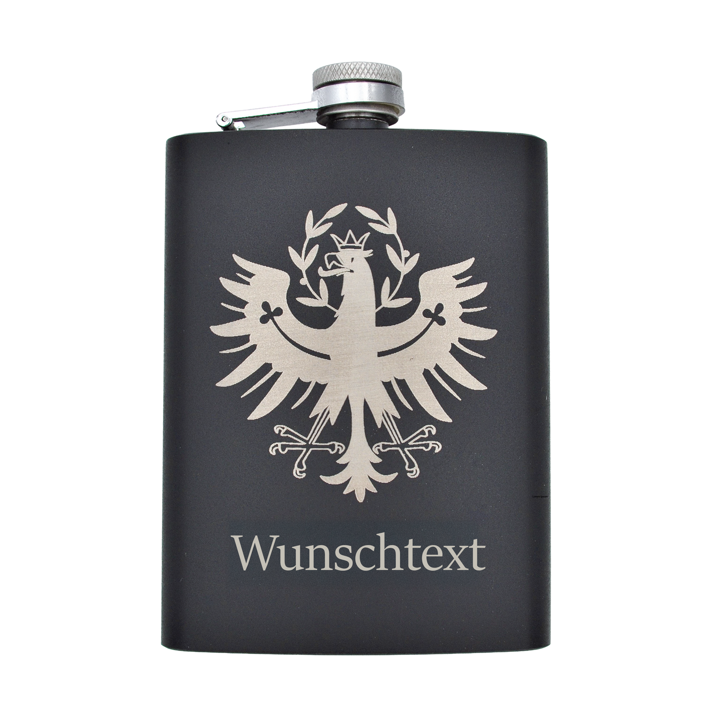 Flachmann mit Tiroler Adler, Wunschname