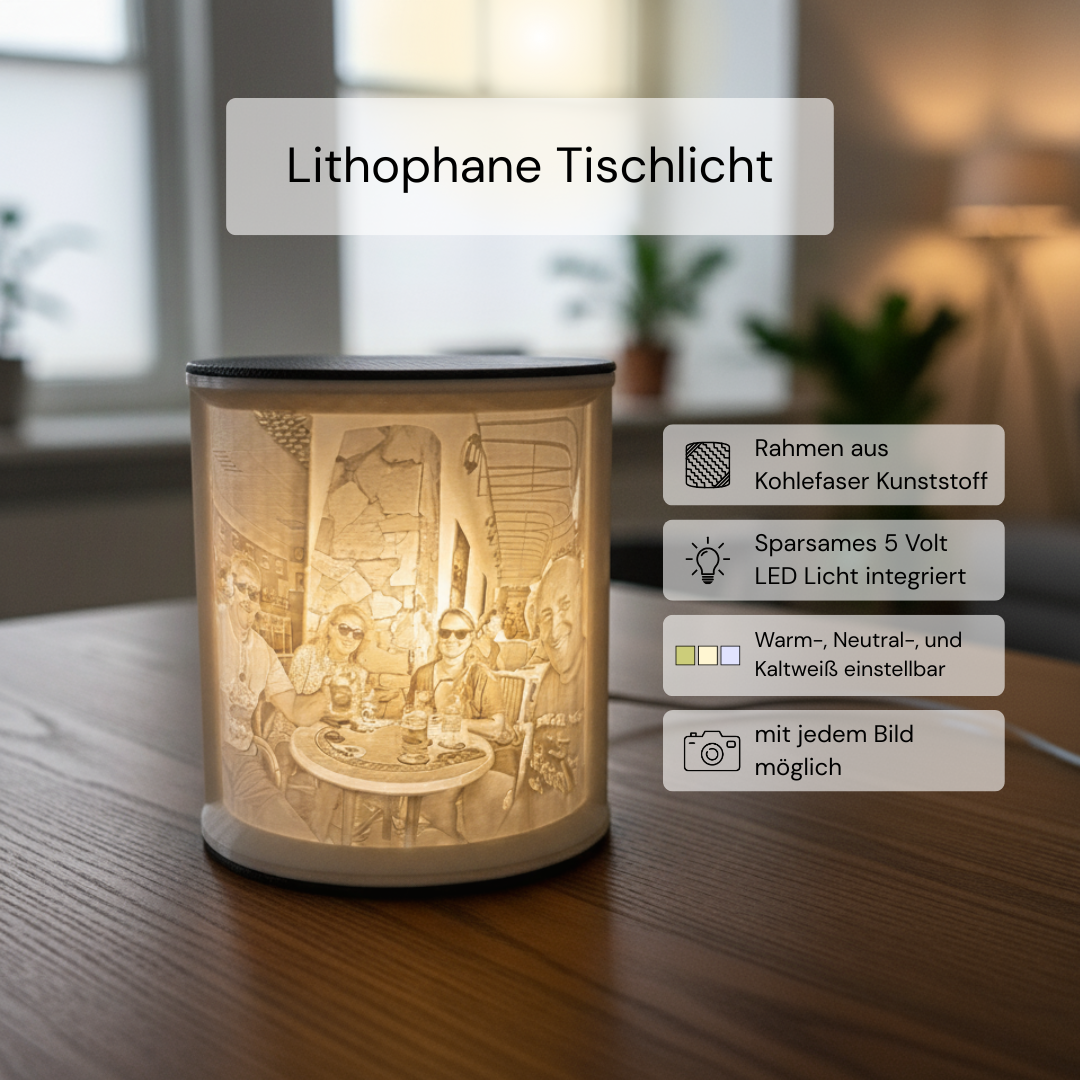 Personalisierbares 3D Lithophan mit LED Beleuchtung – Weihnachtsgeschenk aus Foto