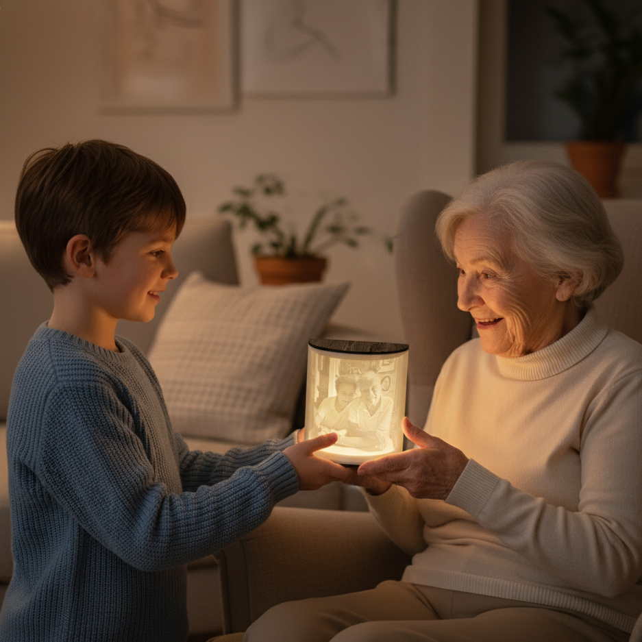 3D-Lithophan mit LED - Altholz Edition