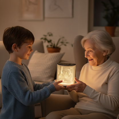 3D-Lithophan mit LED - Altholz Edition