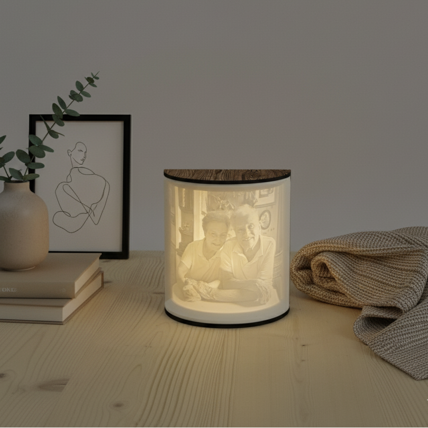 3D-Lithophan mit LED - Altholz Edition