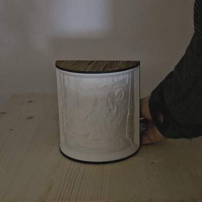 3D-Lithophan mit LED - Altholz Edition